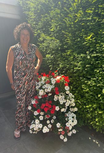 blij met bloementoren